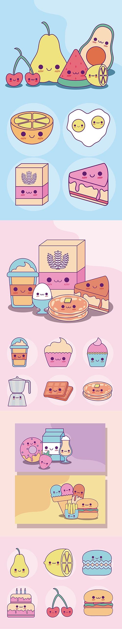 Kawaii food set cartoons design