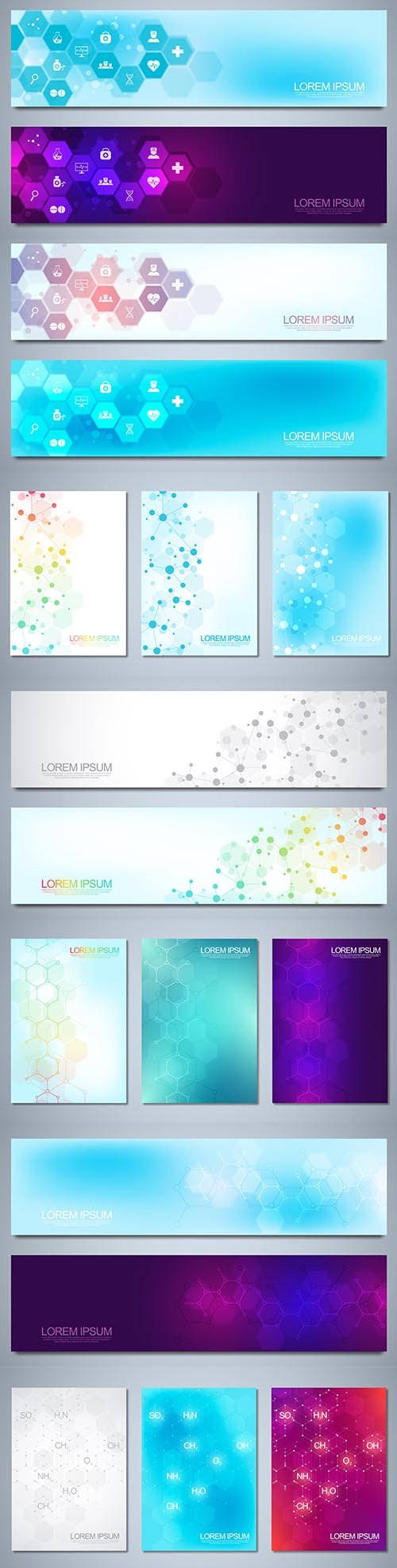 Templates for cover with abstract molecular background