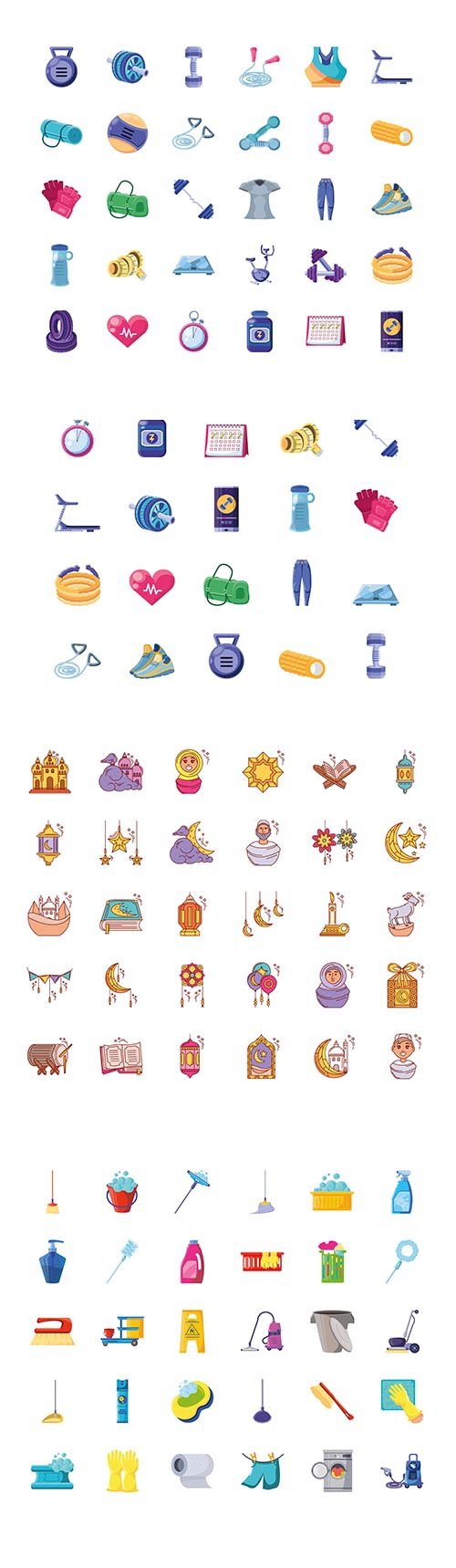 Set of different icons on white background