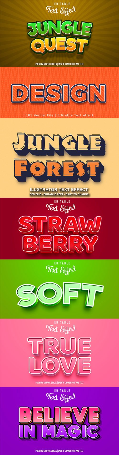 Editable font effect text collection illustration design 112