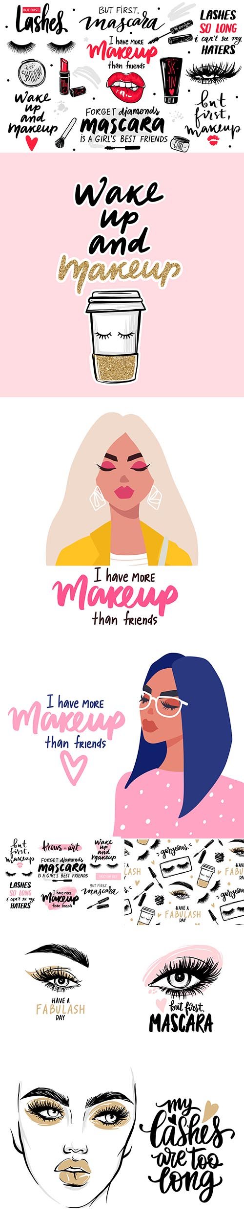 Fashion woman and Make up Concept Illustration