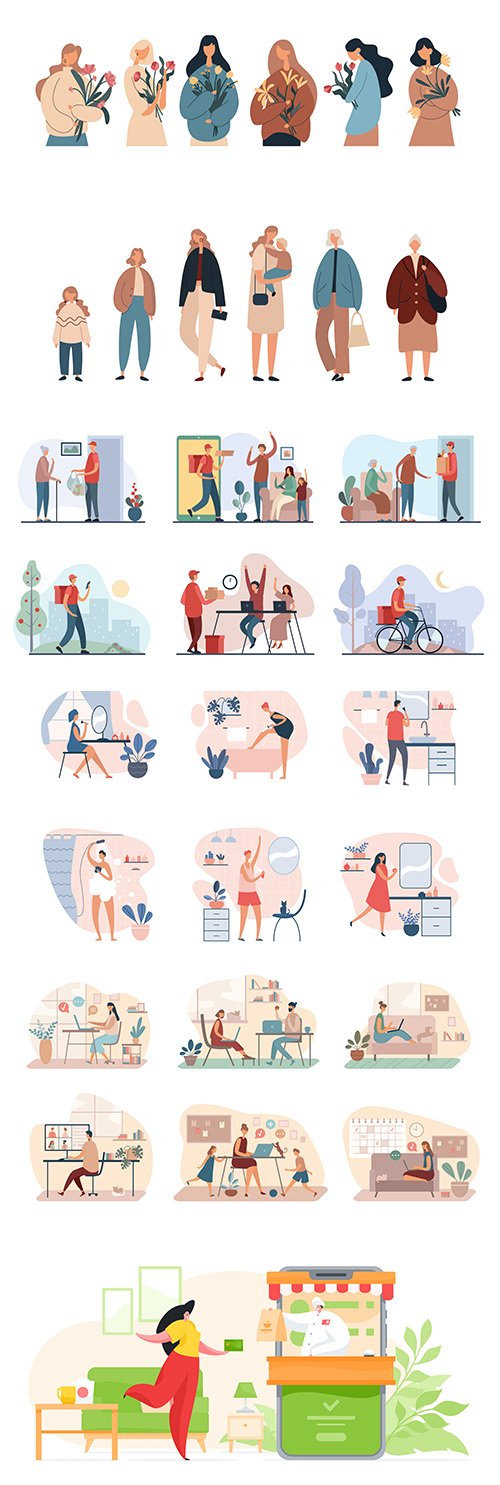 Various People Flat Vector Illustration