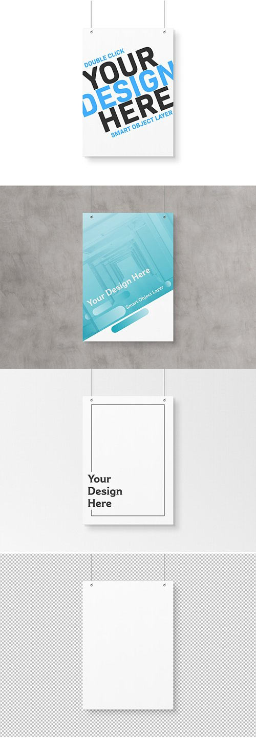 Isolated A4 Hanging Poster Mockup