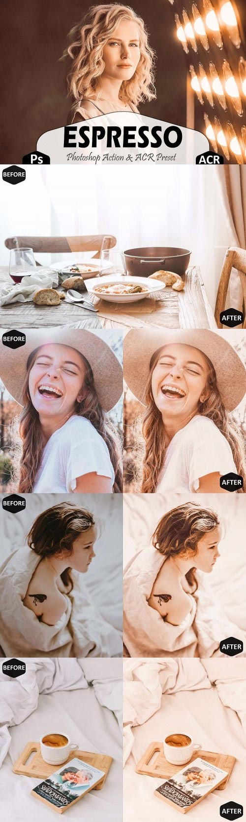 Espresso Photoshop Actions And ACR Presets, Brown Ps preset