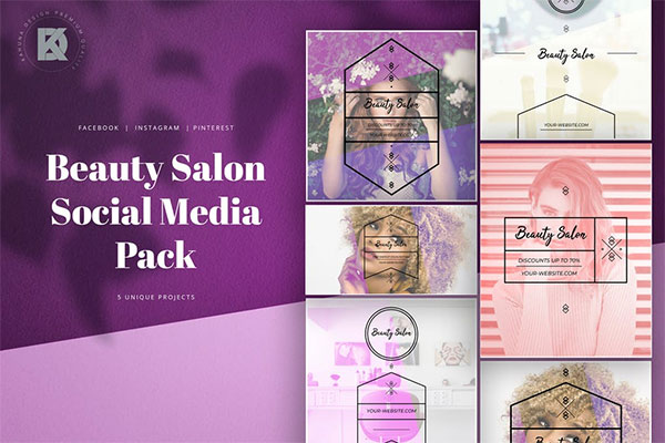 Beauty Salon Social Media PSD Pack