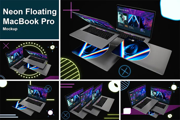 Neon Floating MacBook Pro