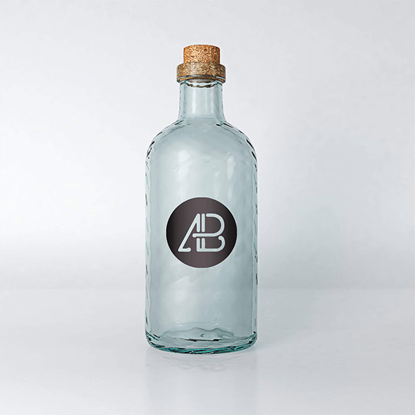 Realistic Glass Bottle PSD Mockup