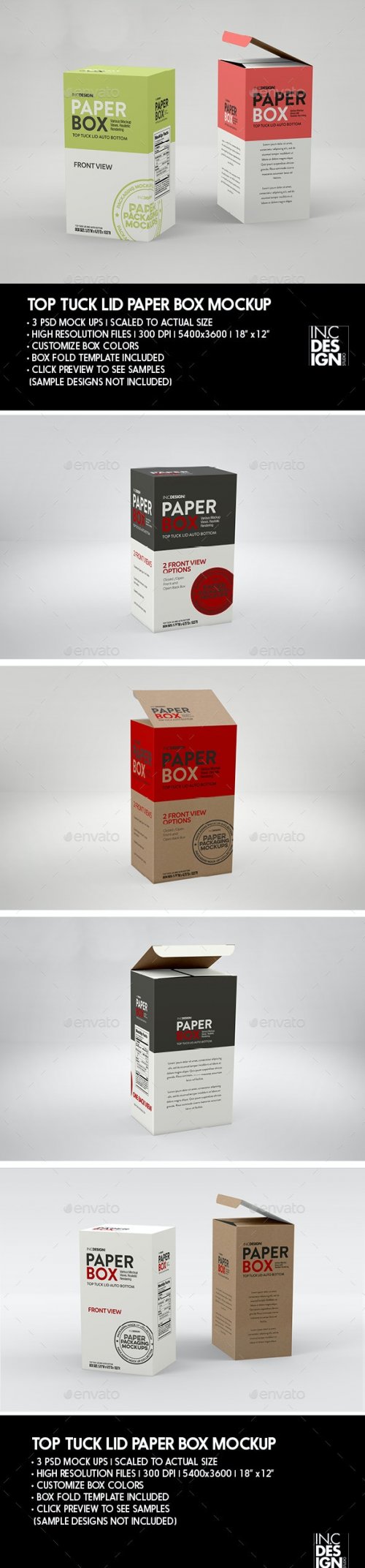 Paper Top Lid Tuck Box Packaging Mockup 27036434