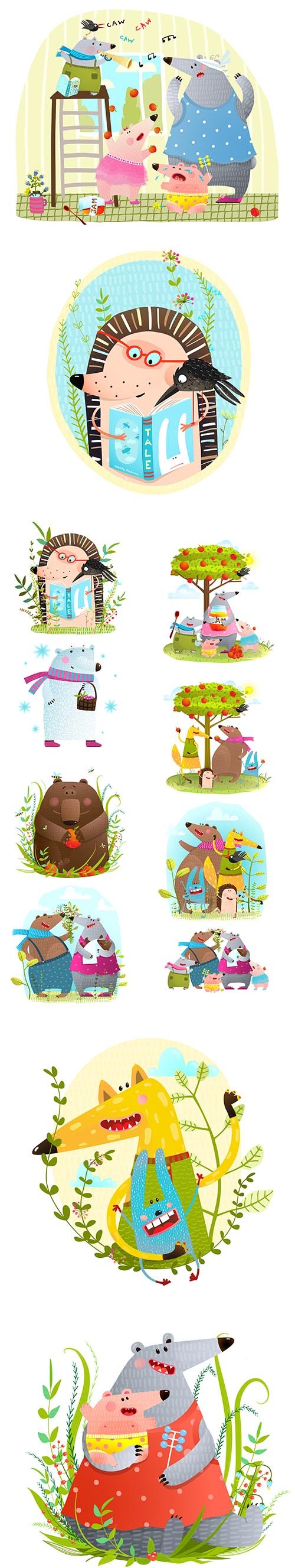 Bear Family and other animals forest