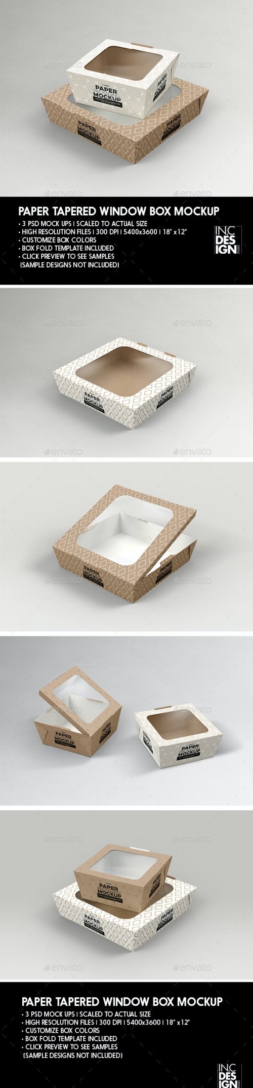Paper Tapered Window Boxes Packaging Mockup