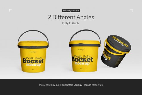 Plastic Paint Bucket Mockup Set 5034716