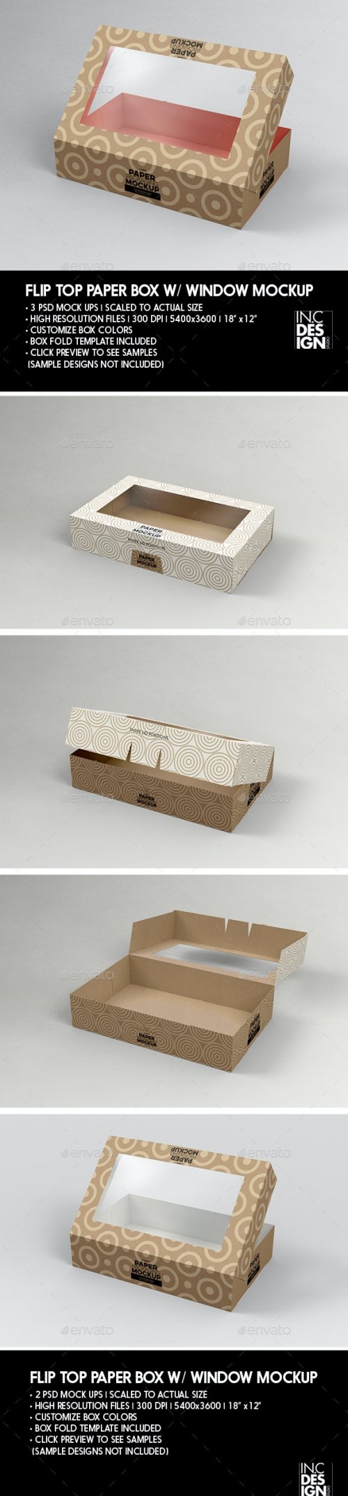 Paper Flip Top Box with Window Packaging Mockup