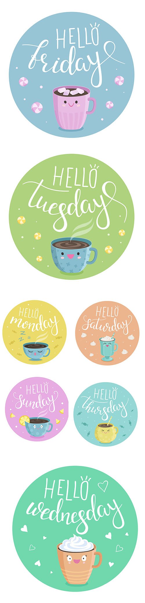The Day of Week Cute Illustration