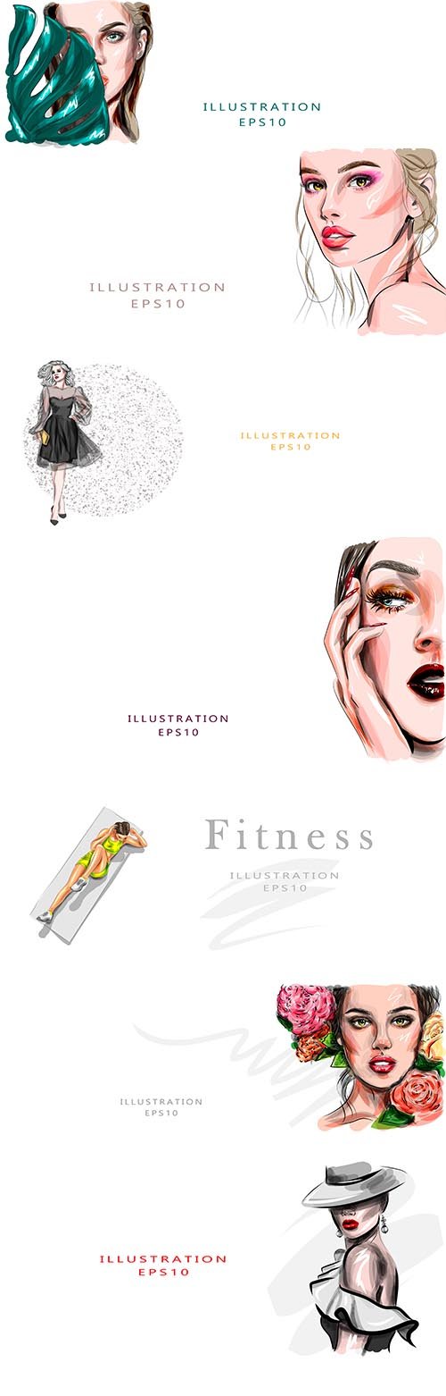 Hand-Draw Beautiful Women Illustrations