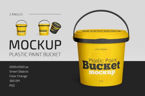 Plastic Paint Bucket Mockup Set 5034716