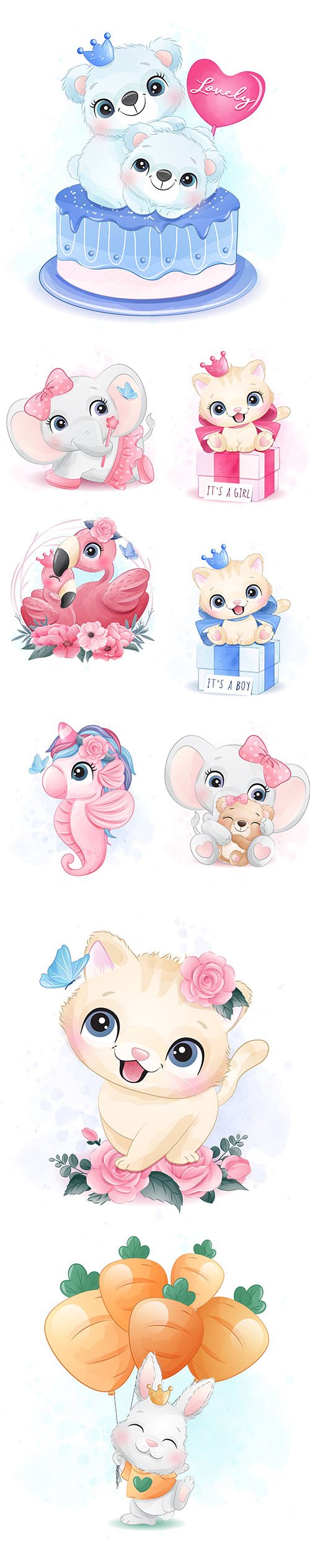 Little Cute Cartoons Animals Illustrations Vol 2