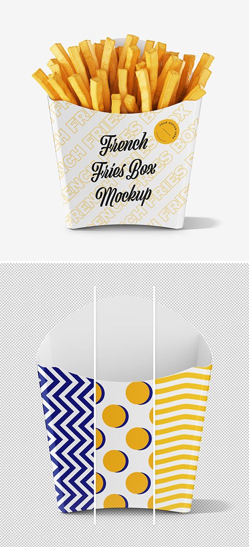 Front View French Fries Paper Box Mockup 350988950