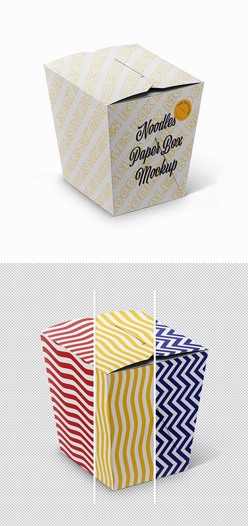3D Isometric View Noodles Paper Box Mockup 350987156