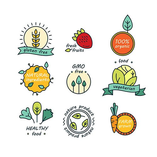 Set of green and organic products labels