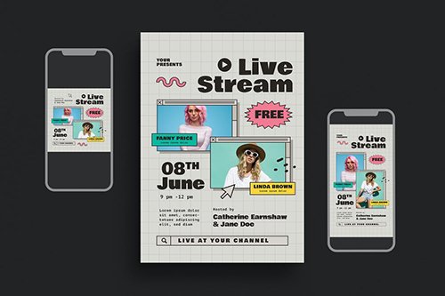 Live Stream Event Flyer Set