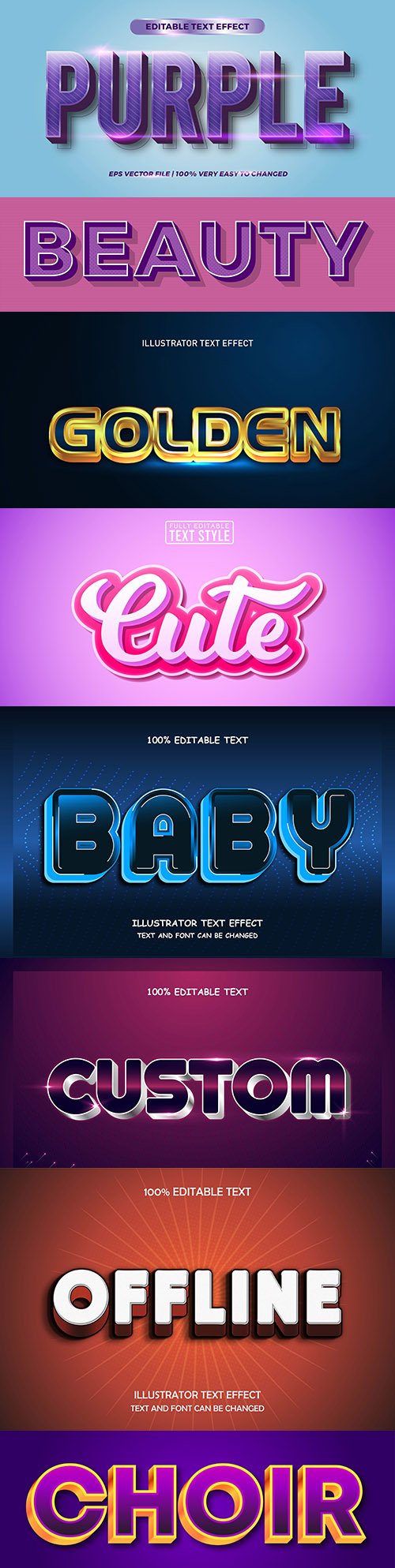 Editable font effect text collection illustration design 116