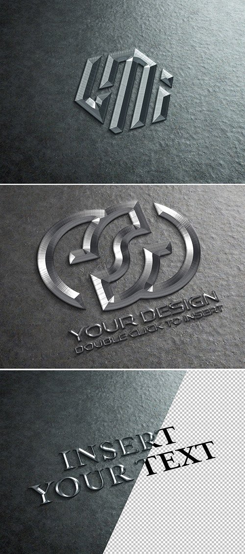 Chiseled Metal Logo Mockup 352984429