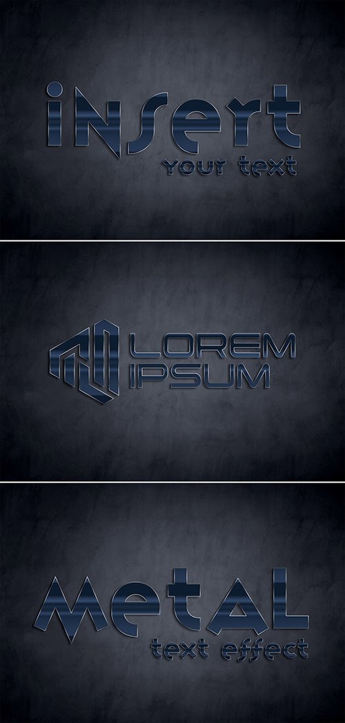 Blue Metal Text Effect Style Mockup 355043677