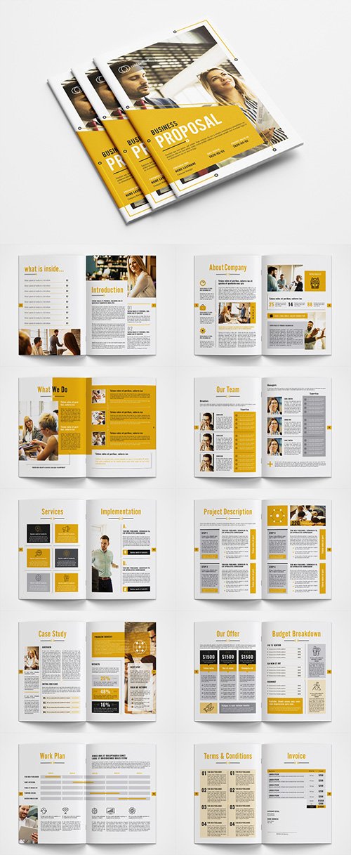 Business Proposal Layout with Orange Accents