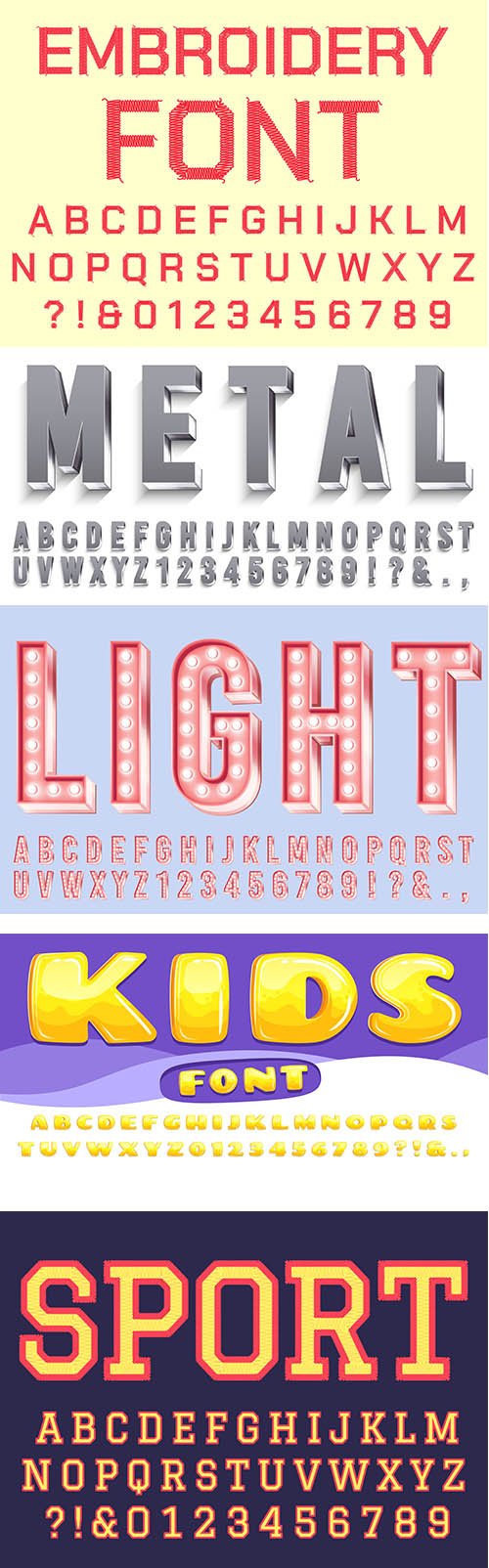 5 Various Fonts Vector