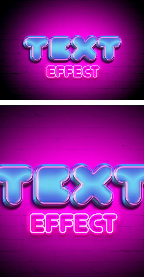 Neon Block Style Text Effect Mockup 354401646