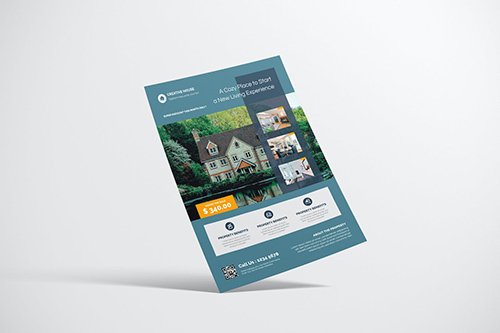 Property Flyer Desain With Green Accent