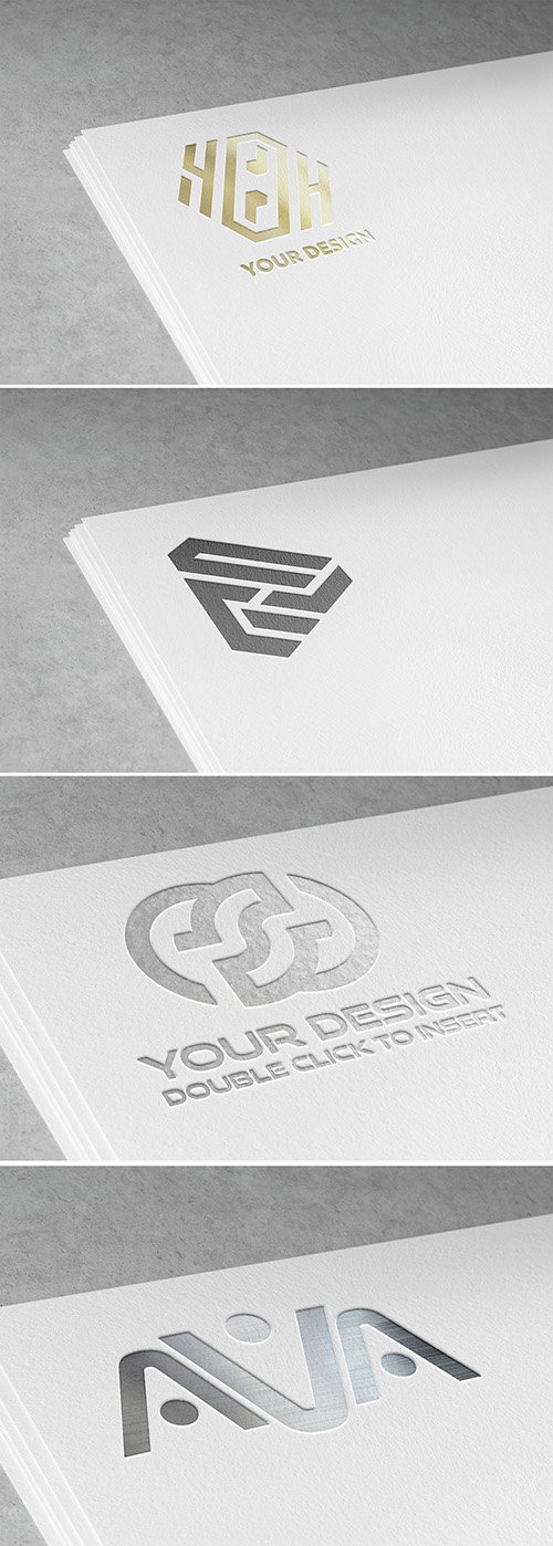 Debossed Logo on Paper Stack Mockup 352985305