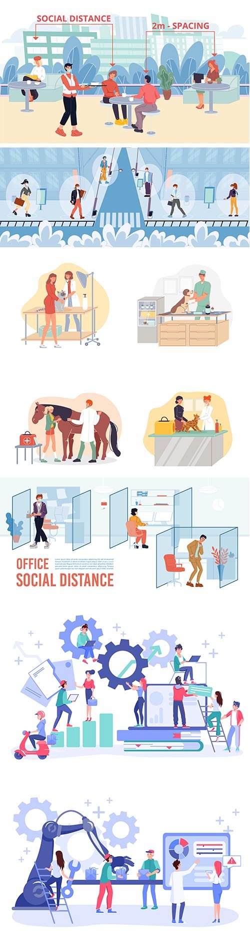 People on the different Situations Vector Illustration