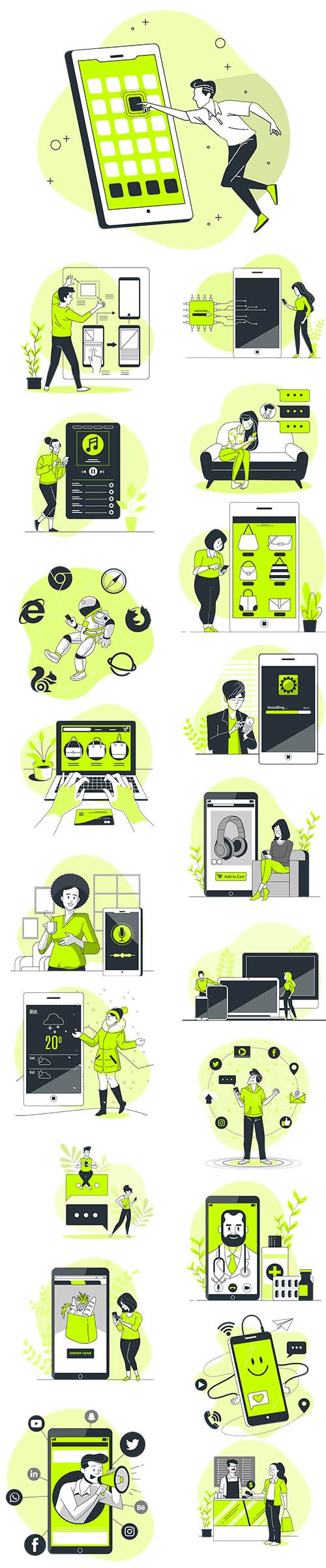 Vector People Live Situation Illustrations App Concept Vol 6