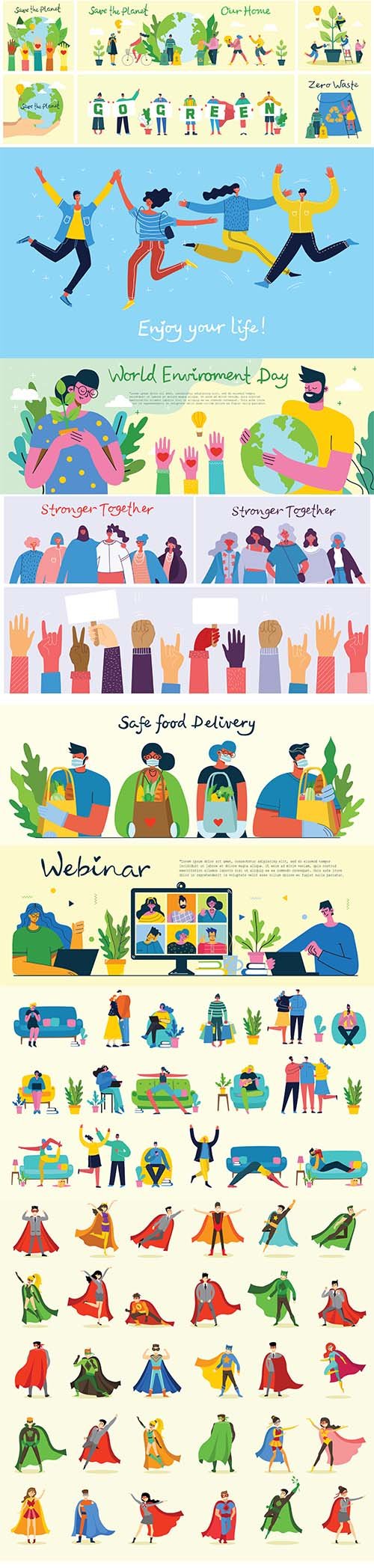 Together Strong People Illustrations Vector
