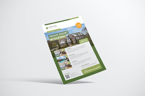 Property Flyer Desain with Green Color