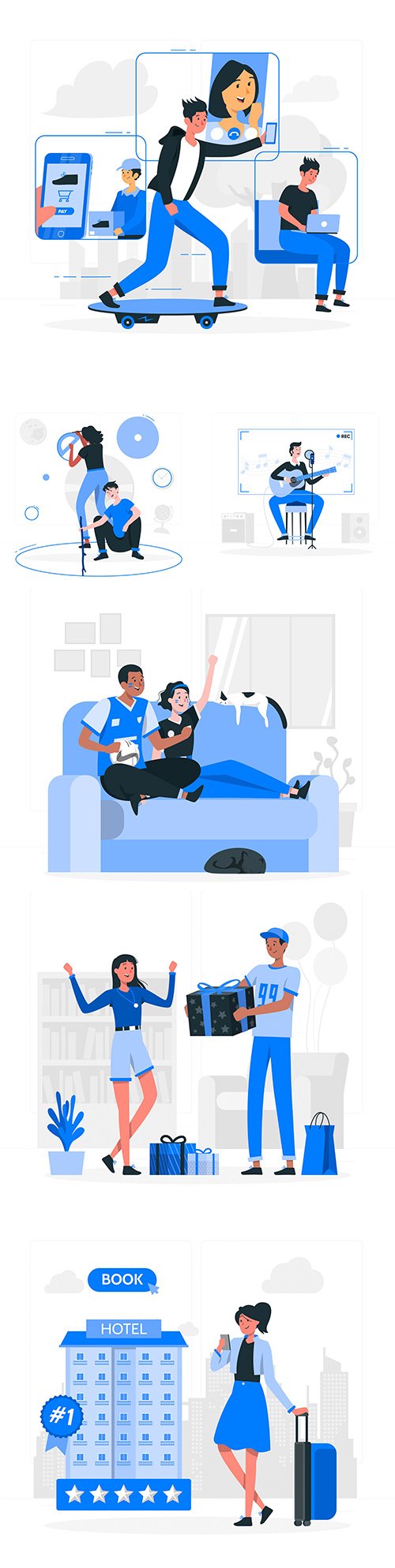 People and mobile lifestyle concept illustration flat design