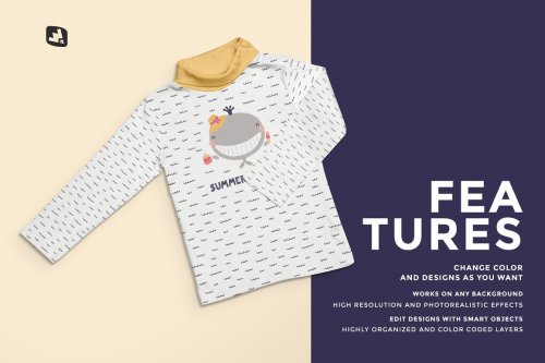 Toddler Turtle Neck Tshirt Mockup 4590955