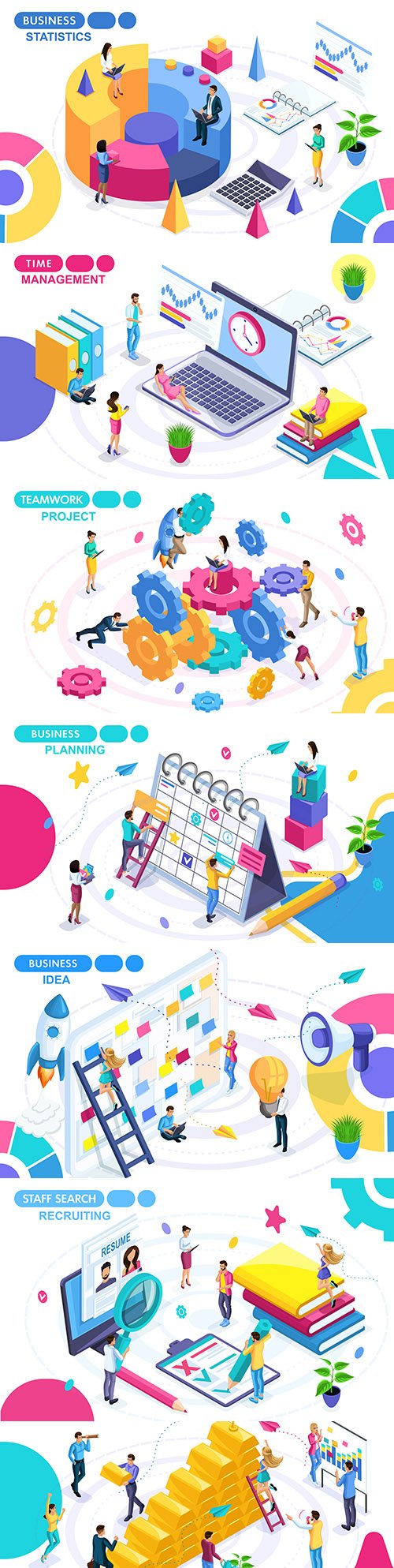 People business plan development isometric concept