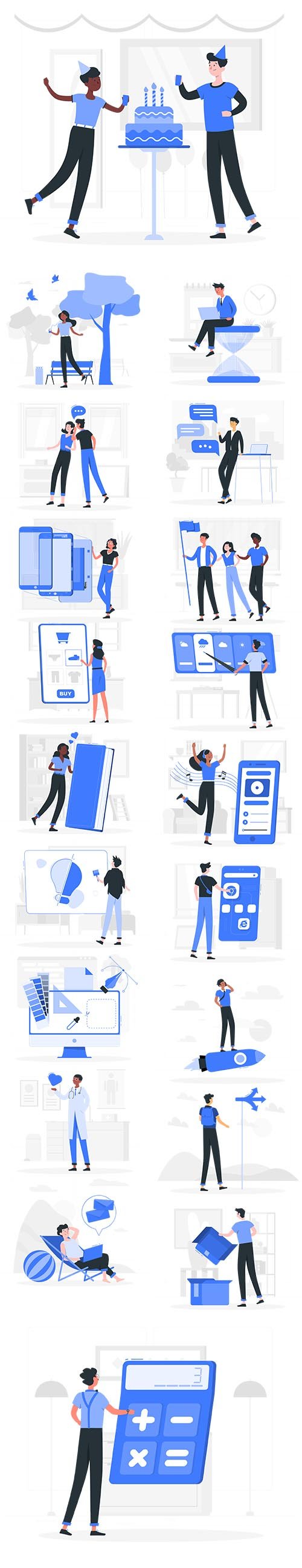 Vector Blu Illustrations People Concept Vol 2