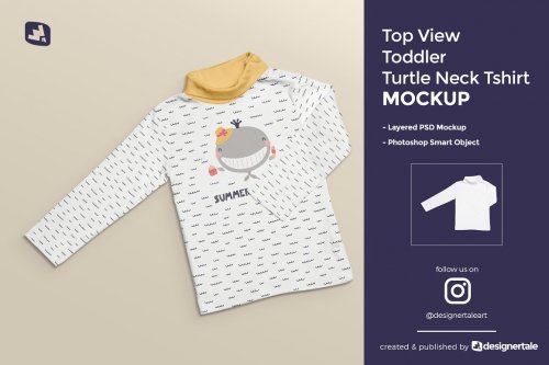 Toddler Turtle Neck Tshirt Mockup 4590955