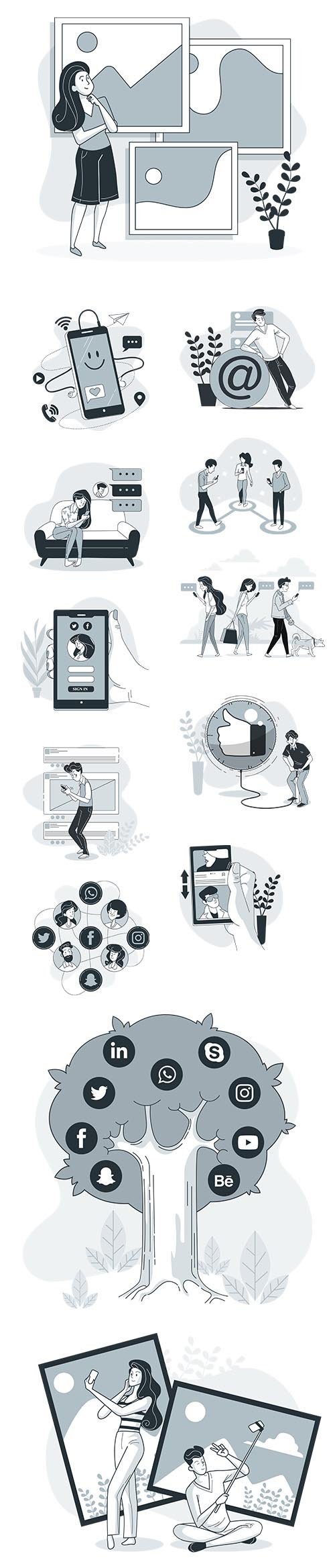 Vector Illustrations Social Media Concept Vol 2