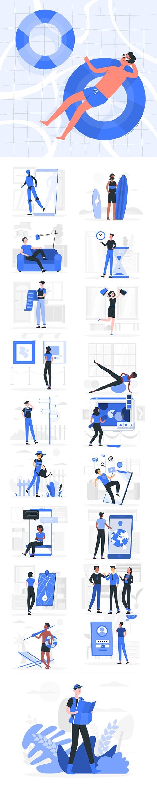 Vector Blu Illustrations People Concept Vol 4