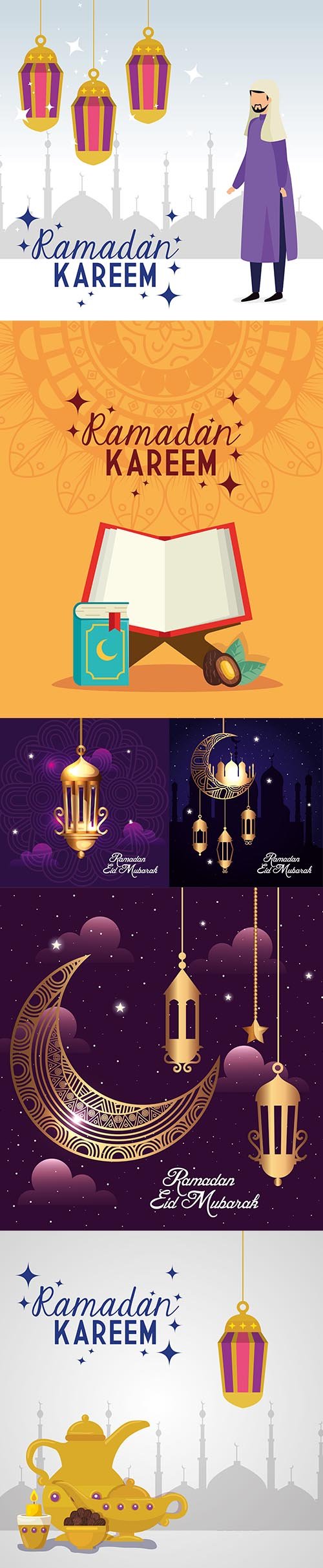 Ramadan Kareem and Eid Mubarak Illustration