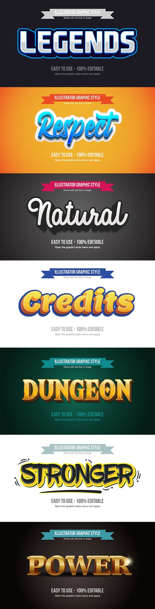 Editable font effect text collection illustration design 118