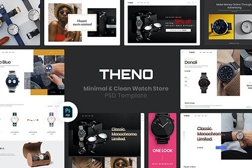 THENO | Minimal & Clean Watch Store PSD Template
