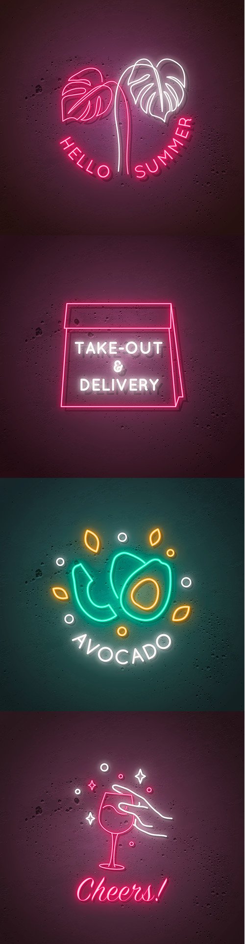 Neon Signboard Illustrations