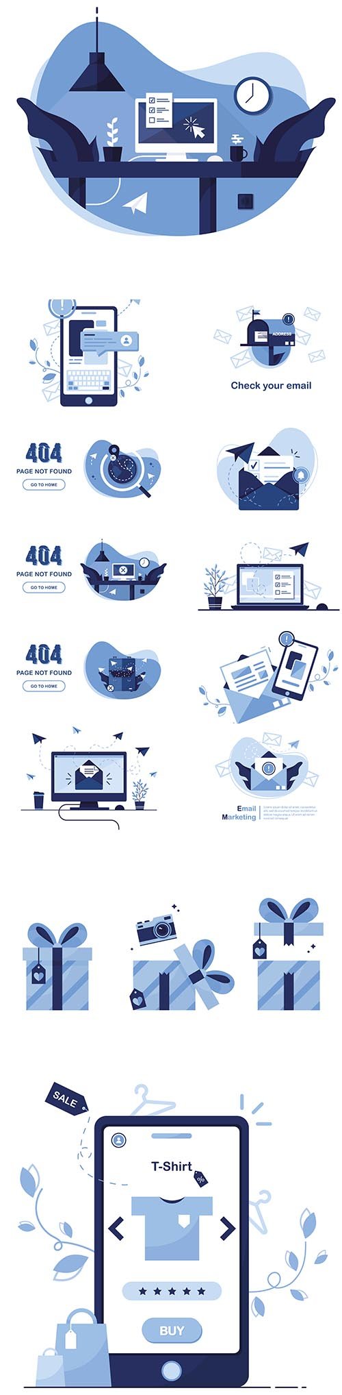 404 Error Page Found and Email Marketing Message Concept