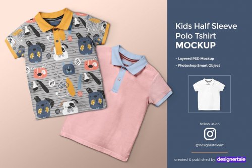 Kid’s Half Sleeve Polo Tshirt Mockup 4432034