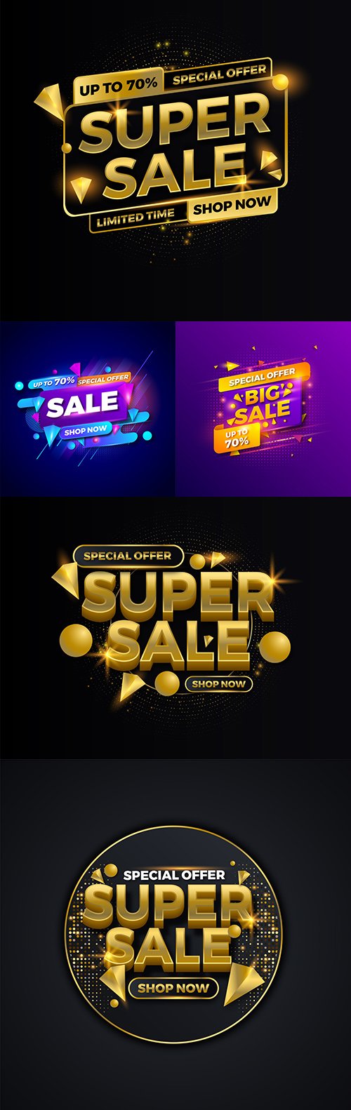 Special offer sale and shopping design gold luxury banner